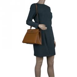 Pre Owned Hermes Orange Epsom Leather Gold Hardware Kelly Sellier 32 Bag