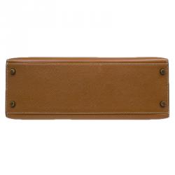 Pre Owned Hermes Orange Epsom Leather Gold Hardware Kelly Sellier 32 Bag