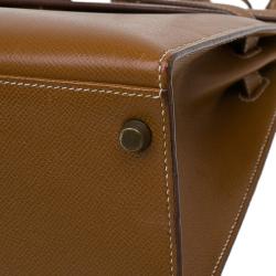 Pre Owned Hermes Orange Epsom Leather Gold Hardware Kelly Sellier 32 Bag