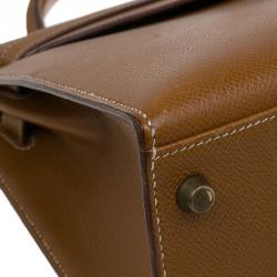 Pre Owned Hermes Orange Epsom Leather Gold Hardware Kelly Sellier 32 Bag