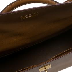 Pre Owned Hermes Orange Epsom Leather Gold Hardware Kelly Sellier 32 Bag