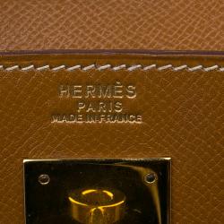 Pre Owned Hermes Orange Epsom Leather Gold Hardware Kelly Sellier 32 Bag