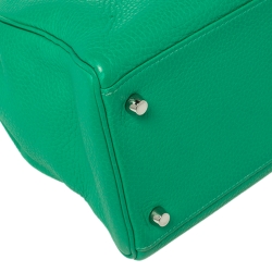 Pre Owned Hermes Menthe Taurillon Clemence Leather Palladium Finished Kelly Retourne 35 Bag