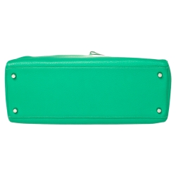 Pre Owned Hermes Menthe Taurillon Clemence Leather Palladium Finished Kelly Retourne 35 Bag