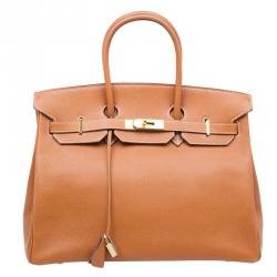 Hermès Birkin 35 Gold Epsom leather white stitching Light brown