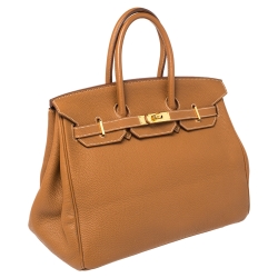 Hermes Gold Togo Leather Gold Hardware Birkin 35 Bag