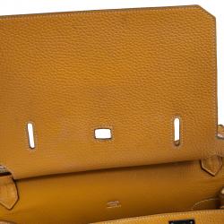 Pre Owned Hermes Jaune D'or Taurillon Clemence Leather Jypsiere 28 Bag