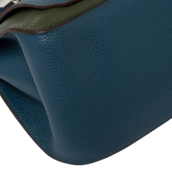 Pre Owned Hermes Bleu Thalassa/Canopee Taurillon Clemence Leather Palladium Hardware Jypsiere 34 Bag