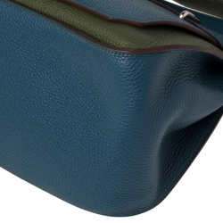 Pre Owned Hermes Bleu Thalassa/Canopee Taurillon Clemence Leather Palladium Hardware Jypsiere 34 Bag