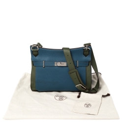 Pre Owned Hermes Bleu Thalassa/Canopee Taurillon Clemence Leather Palladium Hardware Jypsiere 34 Bag