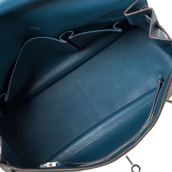 Pre Owned Hermes Bleu Thalassa/Canopee Taurillon Clemence Leather Palladium Hardware Jypsiere 34 Bag