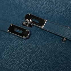 Pre Owned Hermes Bleu Thalassa/Canopee Taurillon Clemence Leather Palladium Hardware Jypsiere 34 Bag