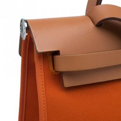 مملوكة مسبقًا Hermes Brown/Orange Canvas and Leather Herbag Zip PM Bag