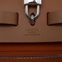 مملوكة مسبقًا Hermes Brown/Orange Canvas and Leather Herbag Zip PM Bag
