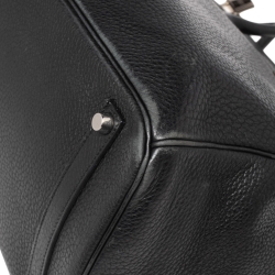 Hermes Noir Taurillon Clemence Leather Palladium Plated Birkin 35 Bag