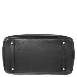 Hermes Noir Taurillon Clemence Leather Palladium Plated Birkin 35 Bag