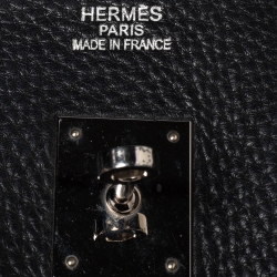 Hermes Noir Taurillon Clemence Leather Palladium Plated Birkin 35 Bag