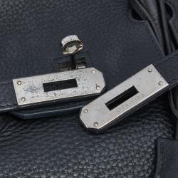 Hermes Noir Taurillon Clemence Leather Palladium Plated Birkin 35 Bag
