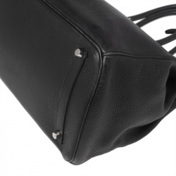 Hermes Noir Taurillon Clemence Leather Palladium Plated Birkin 35 Bag