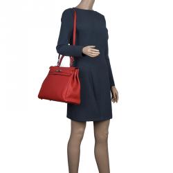 Pre Owned حقيبة هيرمس كيلي ريتورن 35 جلد كليمينس أحمر إكسسوار بلاديوم