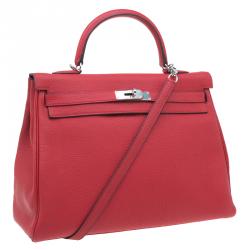 Pre Owned حقيبة هيرمس كيلي ريتورن 35 جلد كليمينس أحمر إكسسوار بلاديوم