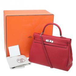 Pre Owned حقيبة هيرمس كيلي ريتورن 35 جلد كليمينس أحمر إكسسوار بلاديوم