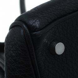 Pre Owned Hermes Black Clemence Leather Paladdium Hardware Shoulder Kelly 42 Bag