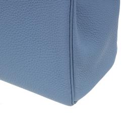 Pre Owned Hermes Blue Lin Togo Palladium Hardware Kelly Retourne 32 Bag