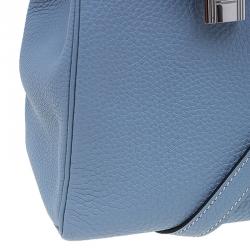 Pre Owned Hermes Blue Lin Togo Palladium Hardware Kelly Retourne 32 Bag