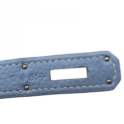 Pre Owned Hermes Blue Lin Togo Palladium Hardware Kelly Retourne 32 Bag