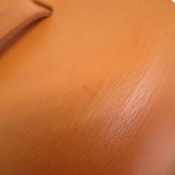 Pre Owned Hermes Tan Leather and Beige Toilea Canvas Herbag MM