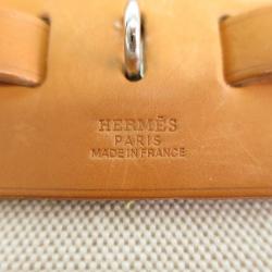 Pre Owned Hermes Tan Leather and Beige Toilea Canvas Herbag MM