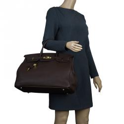 Hermes Choco Brown Togo Leather Gold Hardware Birkin 40 Bag