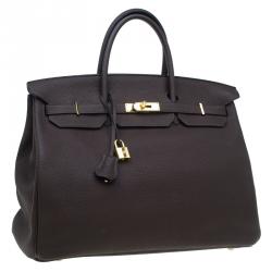 Hermes Choco Brown Togo Leather Gold Hardware Birkin 40 Bag