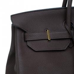 Hermes Choco Brown Togo Leather Gold Hardware Birkin 40 Bag