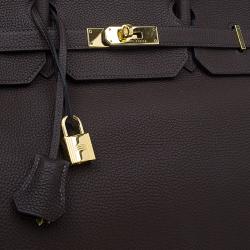 Hermes Choco Brown Togo Leather Gold Hardware Birkin 40 Bag