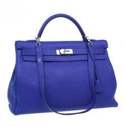 Pre Owned Hermes Bleu Royale Cuir Palladium Hardware Kelly 40