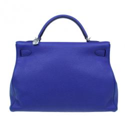 Pre Owned Hermes Bleu Royale Cuir Palladium Hardware Kelly 40