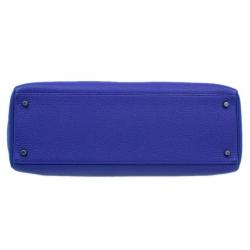 Pre Owned Hermes Bleu Royale Cuir Palladium Hardware Kelly 40