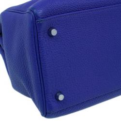 Pre Owned Hermes Bleu Royale Cuir Palladium Hardware Kelly 40
