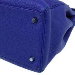 Pre Owned Hermes Bleu Royale Cuir Palladium Hardware Kelly 40