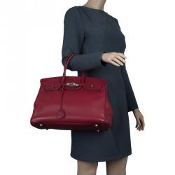 Hermes Burgundy Togo Calfskin Leather Palladium Hardware Birkin 35