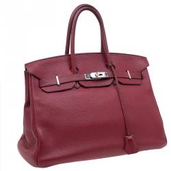 Hermes Burgundy Togo Calfskin Leather Palladium Hardware Birkin 35