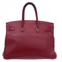 Hermes Burgundy Togo Calfskin Leather Palladium Hardware Birkin 35
