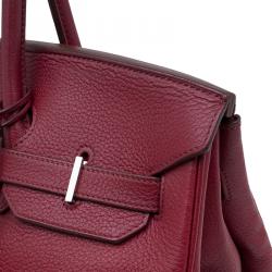 Hermes Burgundy Togo Calfskin Leather Palladium Hardware Birkin 35
