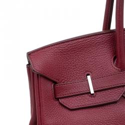 Hermes Burgundy Togo Calfskin Leather Palladium Hardware Birkin 35