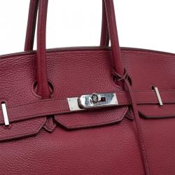 Hermes Burgundy Togo Calfskin Leather Palladium Hardware Birkin 35