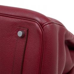 Hermes Burgundy Togo Calfskin Leather Palladium Hardware Birkin 35