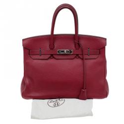 Hermes Burgundy Togo Calfskin Leather Palladium Hardware Birkin 35
