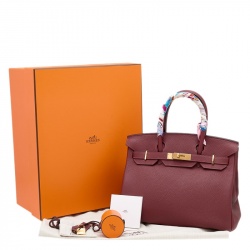 Hermès Rouge H Togo Leather Gold Finished Birkin 30 Bag